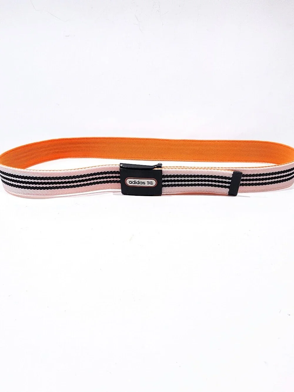 Adidas Reversible Webbing Belt Orange Black White Stripe Enamel Buckle 2012 OSFA